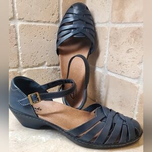 Clarks Black Strappy Flats